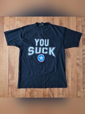 WWE Kurt Angle You Suck It's True Size Men's L Black T-shirt 2003